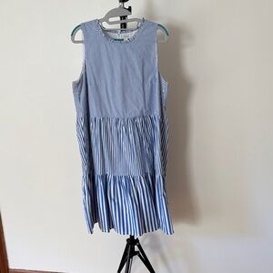 J. Crew Factory Blue and White Striped Casual Dress